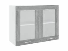 Vidaxl armoire vitrée suspendue sonoma gris 80x31x60cm bois ingénierie