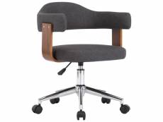 Vidaxl chaise pivotante de salle à manger gris bois courbé et tissu 287419
