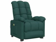 Vidaxl fauteuil de massage vert foncé tissu 289812