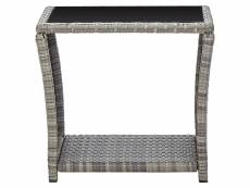 Vidaxl table basse gris 45x45x40 cm résine tressée et verre 46068