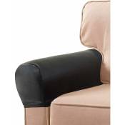 1 Paire de Housses d'accoudoir de canapé en Cuir pu pour accoudoirs de fauteuils, Housses Extensibles pour Meubles de canapé, accoudoirs (Noir)