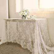 60 X120 Inch Classic White Wedding Lace Tablecloth