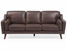 Canapé 3 places en polyester imitation cuir marron