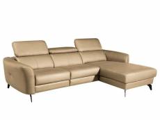 Canapé d'angle en cuir de luxe italien , 5 places berti, beige, angle droit