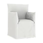Chaise de jardin avec accoudoirs en tissu blanc Ghost