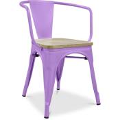 Chaise de salle à manger avec accoudoirs - Bois et acier - Stylix Violet Clair - Bois, Acier - Violet Clair