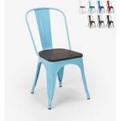 Chaise industrielle en bois et acier style Lix pour cuisine et bar steel wood Couleur: Turquoise