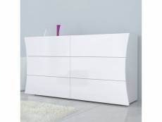 Commode chambre 6 tiroirs blanc brillant arco sideboard