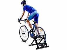 Costway entraîneur de vélo magnétique avec fil 8 vitesses réglables pour roue 26-28’’ support d'entraînement à l'intérieur pliable noir en acier charg