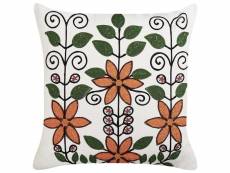 Coussin en coton à motif floral multicolore brodé 50 x 50 cm vellore 328444