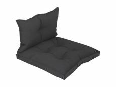 Coussins de sol canapé de palette en tissu noir dossier et assise dec021590