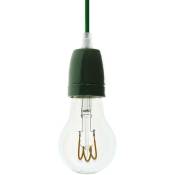 Creative Cables - Suspension fabriquée en Italie avec câble textile et finition porcelaine colorée Avec ampoule - Vert - Avec ampoule