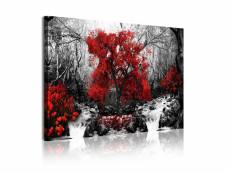 Dekoarte - impression sur toile moderne | décoration pour le salon ou chambre | paysage arbres rouges | 120x80cm C0332