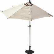 Demi-parasol aluminium Parla pour balcon ou terrasse, IP 50+, 300cm ~ crème avec pied