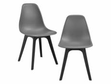 [en.casa] set de 2 chaises design chaise de cuisine chaise de salle à manger plastique gris et noir 83 x 54 x 48 cm