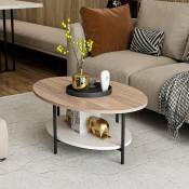 [en.casa] - Table basse ovale Fredericia avec espace de rangement effet chêne / blanc