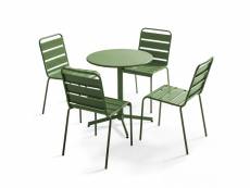 Ensemble table de jardin ronde et 4 chaises vert cactus - palavas