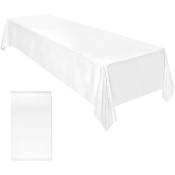 Ensoleille - Nappe en satin de coton et lin tissu doux nappe carrée salon serviette carrée(Blanc)