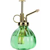 Ersandy - Vaporisateur de plantes en verre, vaporisateur d'eau en verre vert de 16,5 cm avec pompe supérieure dorée, petit arrosoir, brumisateur de