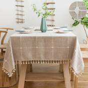 Gabrielle - Nappe lavable rectangle coton lin nappe lin coton nappe rectangle décoration 140x220 cm pour table de cuisine maison