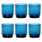 Gobelet empilable en verre bullé bleu