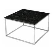 Grande table basse carrée en labradorite noir piétement