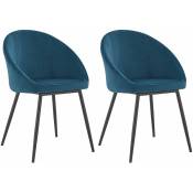 Happy Garden - Lot de 2 chaises vintage diane velours bleu - blue
