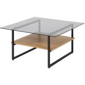 Hideko - Table basse carrée - chêne / noir - 80x80