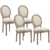 HOMCOM Lot de 4 chaises de Salle à Manger - Chaise de Salon médaillon Style Louis XVI - Bois Massif sculpté, patiné