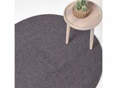 Homescapes tapis rond tissé à plat en coton mélangé gris et noir, 150 cm RU1381