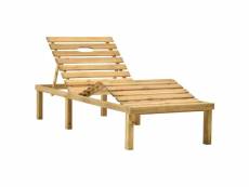 Icaverne - bains de soleil famille chaise longue de jardin avec table bois de pin imprégné