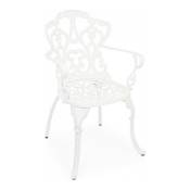 Iperbriko - Chaise Victoria en aluminium blanc avec accoudoirs