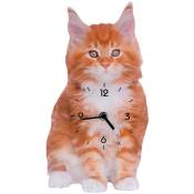 Iperbriko - Horloge en bois chat orange cm30x16x3