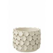 Jolipa - Vase rond en céramique blanc 19x19x15 cm - Beige