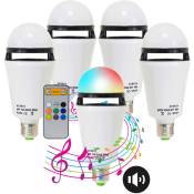 Lot 5 Ampoules LED multicolore RGB et musicale connectée Bluetooth