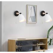 Lot de 2 Applique Mural Intérieur Design avec Interrupteur Lampe de Chevet Eclairage Décor Blanc
