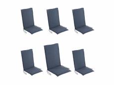 Lot de 6 coussins pour fauteuil inclinable pour jardin oléfine bleu,45x110x4 cm T68354643