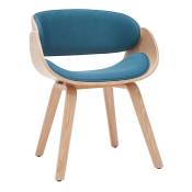 Miliboo - Chaise design en tissu bleu canard et bois clair bent - Bleu canard