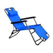 Outsunny Chaise longue inclinable transat bain de soleil 2 en 1 pliant têtière amovible charge max. 136 Kg toile oxford facile d'entretien bleu