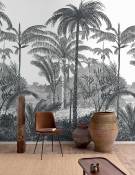 Papier peint jungle cocotier noir et blanc 159x280cm