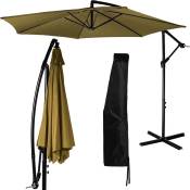 Parasol de Jardin 350 cm avec dispositif à manivelle, couverture incluse, kaki/brun - Stilista