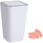 Petite poubelle salle de bain, Candy Blanc, Capacité 6L, 18x28.5x18 cm, lot de 2 éponges offertes - Wenko