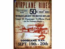 "plaque airplane rides avion tole deco aviation 41x32 cm pub affiche"
