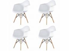 Set 4 fauteuil oslo blanc - resol - - bois, polypropylène 620x690xmm
