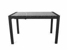 Table à manger extensible anitak métal noir et bois effet marbre noir