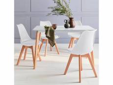Table à manger rectangulaire bois 120cm blanc - hedvig