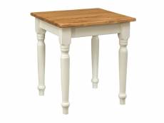 Table à rallonge style champêtre en bois massif de tilleul avec structure antique blanche et plateau en finition naturelle