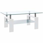 Table basse Blanc et transparent 95x55x40 cm Verre