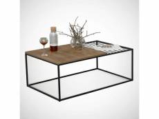 Table basse conalo l95xp55cm métal noir et bois chêne