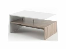 Table basse rectangulaire design scandinave isidor - l. 90 x h. 60 cm - couleur bois et blanc